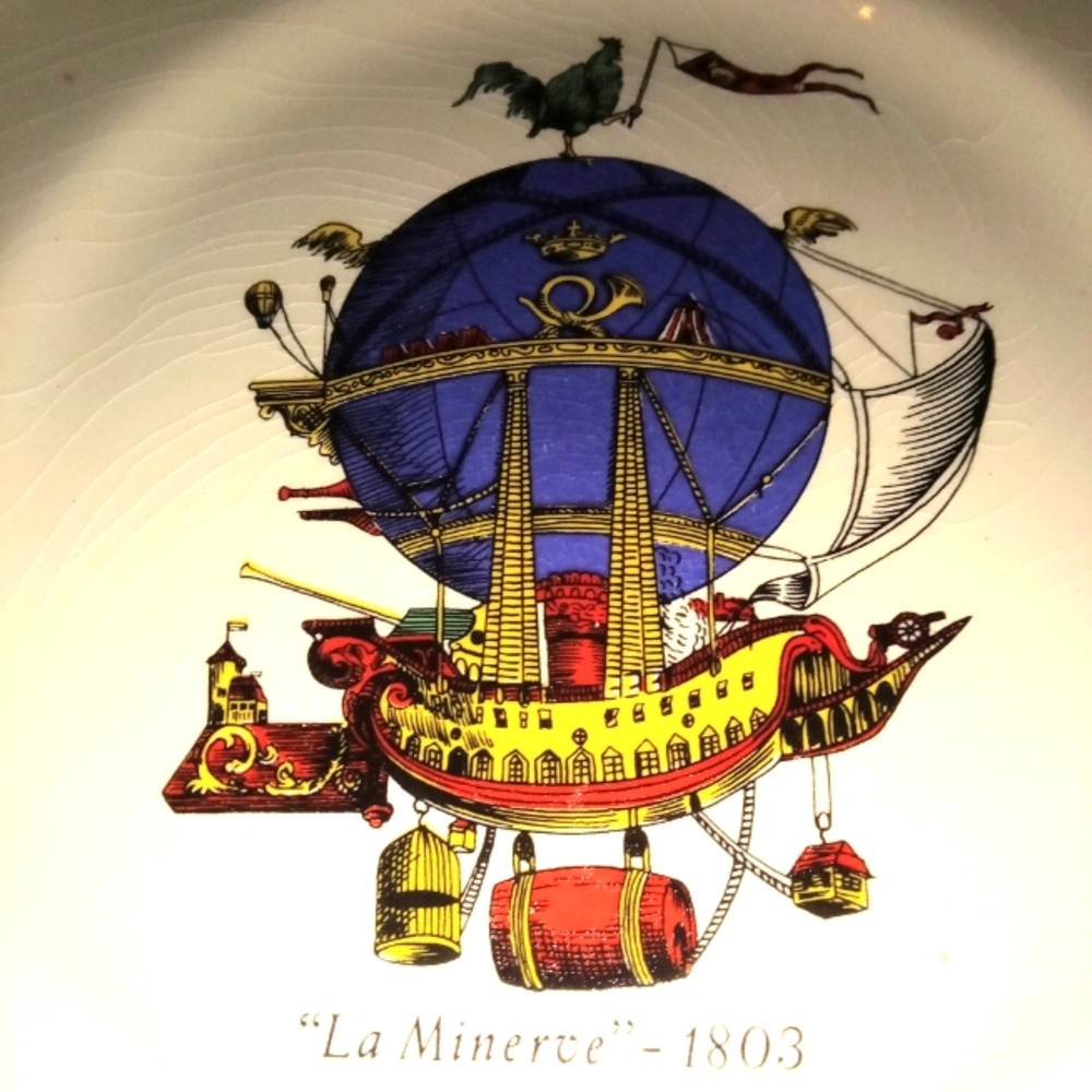 Longchamp French Hot Air Balloon Dessert Plates Set Of 4 with Red Rim - Picture 8 of 14